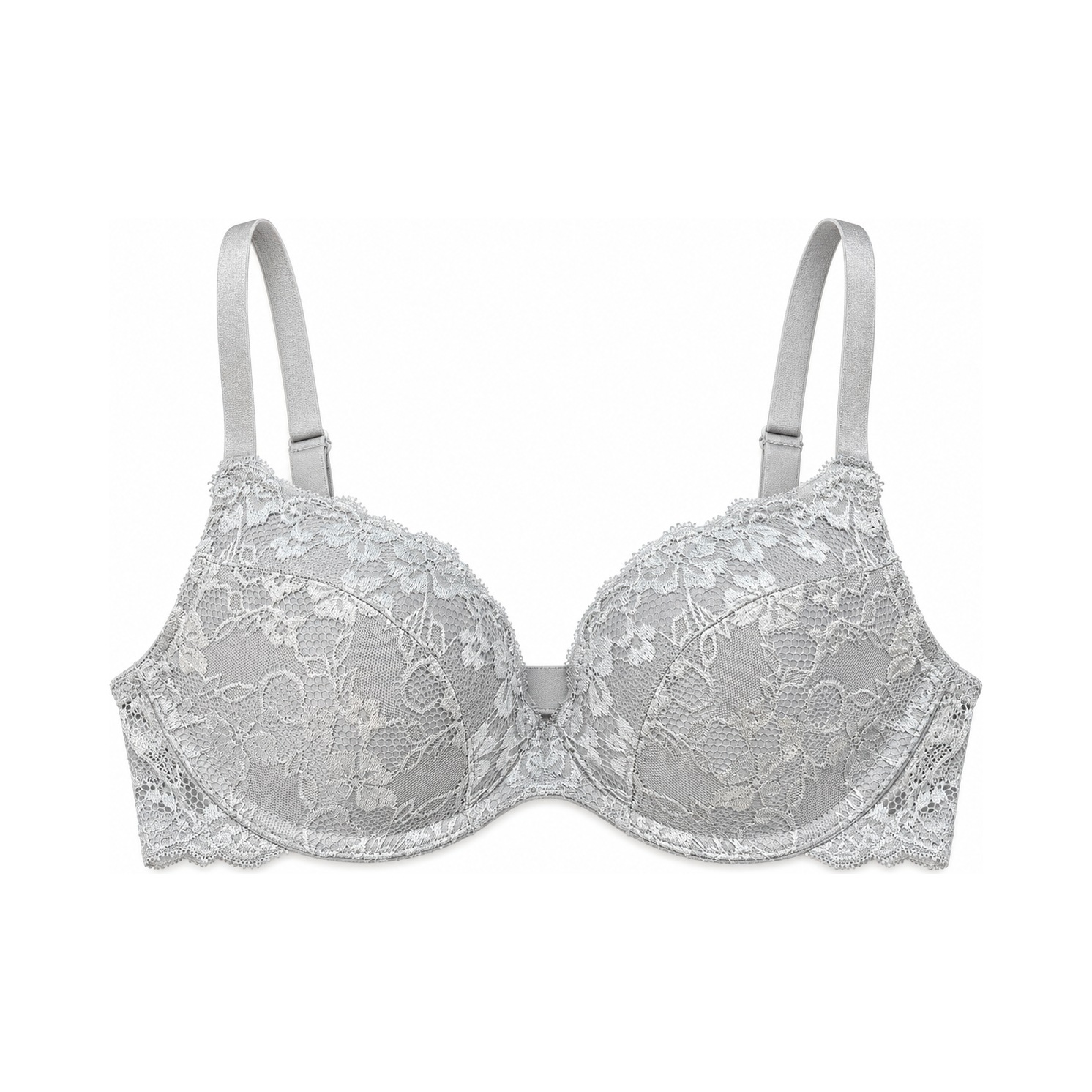 Silver Lace push up bra Padded and Wireless 34B