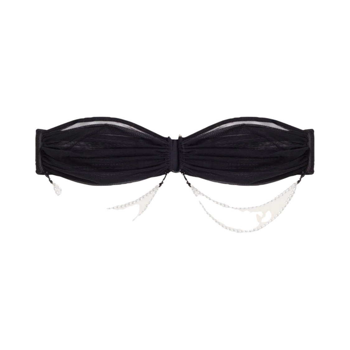 Yamamay Tulle Sash with White Pearl Detail Privè - Pearl M черное прозрачное бюстье бандо с жемчужными нитями