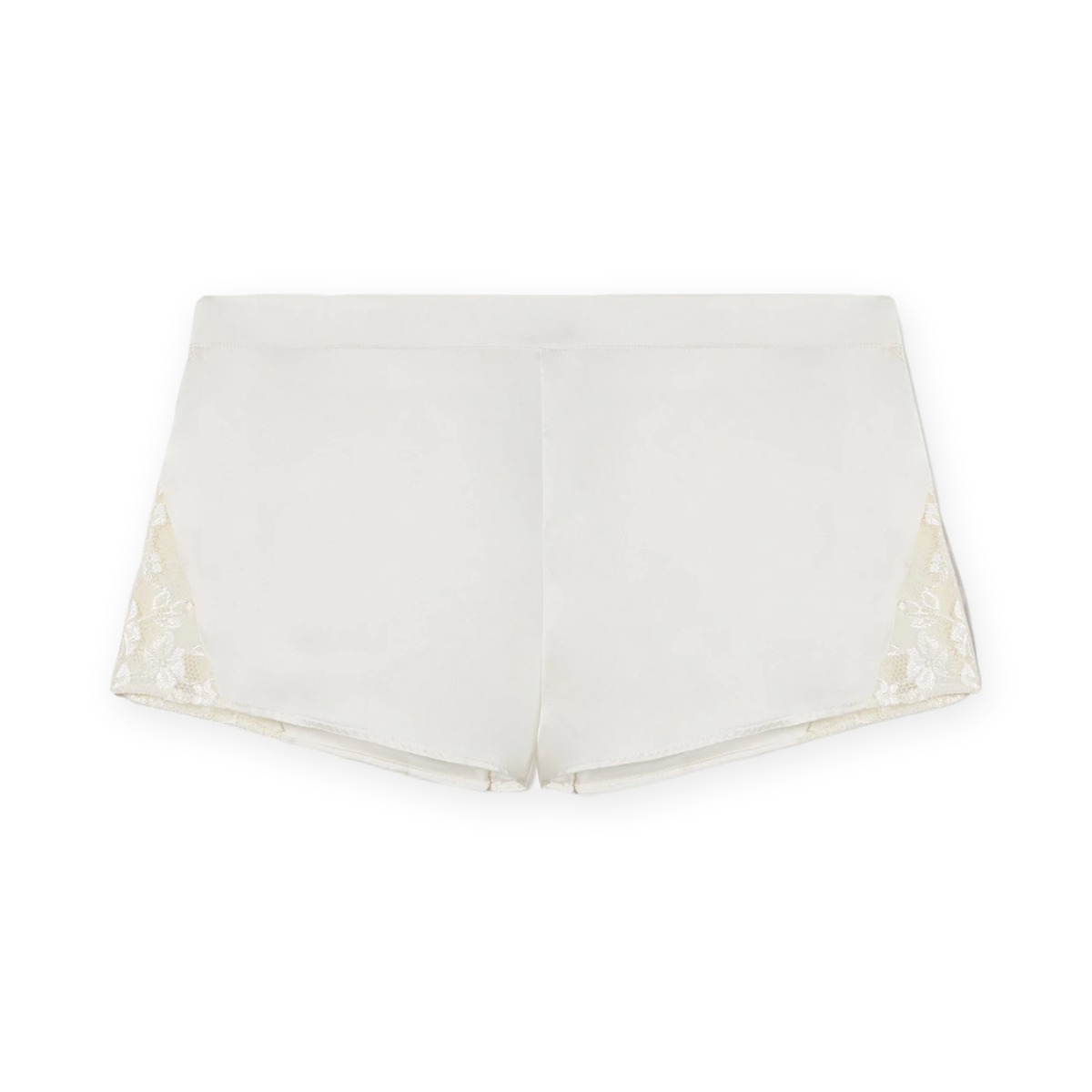 Classic silky shorts with lace / white / M
